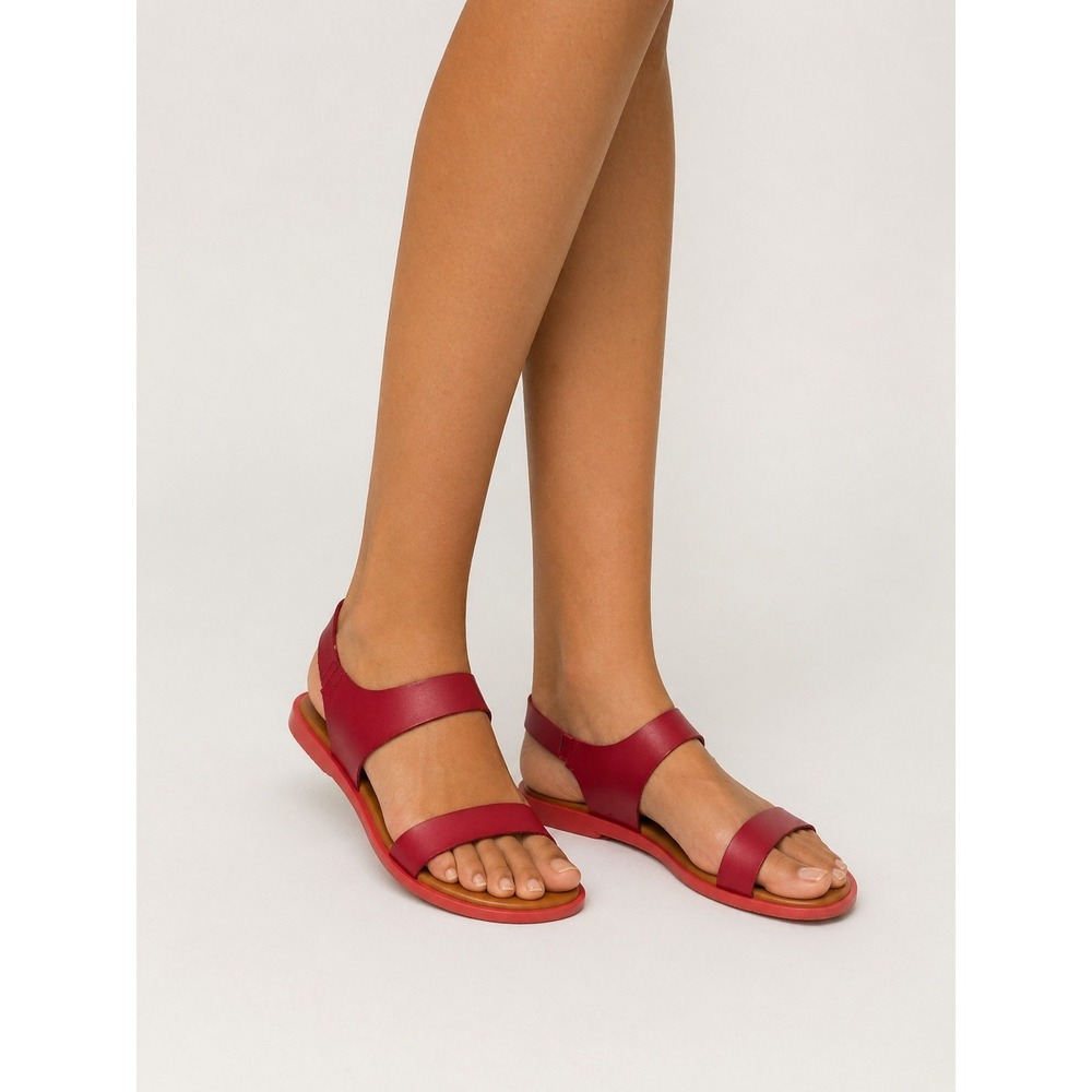 Sesto Meucci Red Leather Flat Slingback Sandals Made in Spain Size 39 9